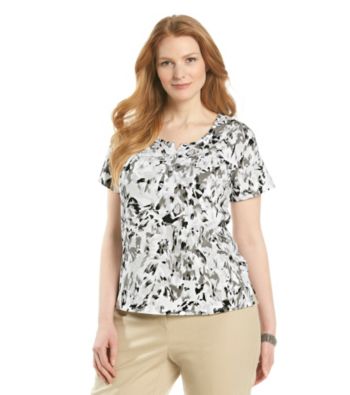 Studio Works® Plus Size Short Sleeve Henley Knit Top