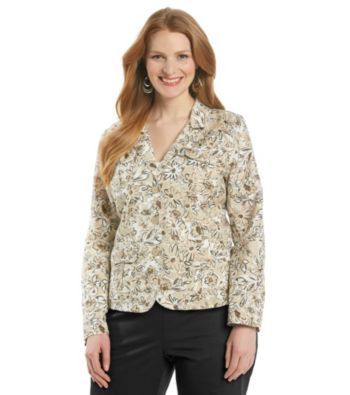 Studio Works® Plus Size Floral Button Front Blazer