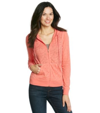 Ruff Hewn Long Sleeve Burnout Zip Front Hoodie