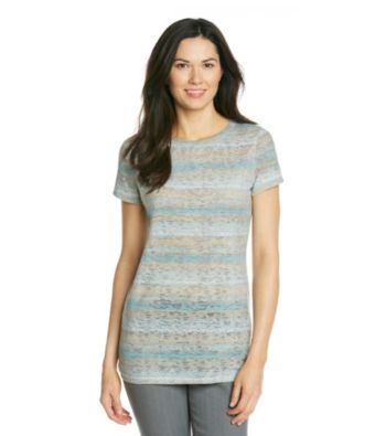 Ruff Hewn Short Sleeve Striped Burnout Side Scrunch Tee