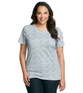 Ruff Hewn Plus Size Short Sleeve V-Neck Printed Tee With Braided Sides
