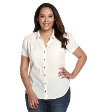 Ruff Hewn Plus Size Short Sleeve Gauze Western Buttondown Shirt