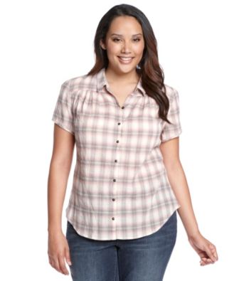Ruff Hewn Plus Size Short Sleeve Plaid Gauze Western Buttondown Shirt