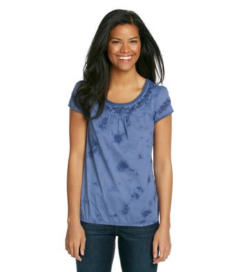 Ruff Hewn Short Sleeve Tie-Dye Embroidered Yoke Blouson Shirt