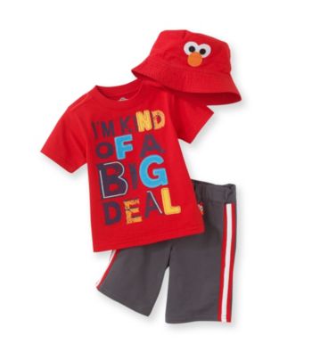 Nannette® Baby Boys' Red 3-pc. Elmo Shorts Set