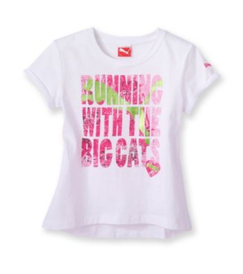 PUMA® Girls' 2T-6X White Big Cats Tee