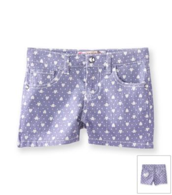 Squeeze® Girls' 2T-6X Grey/White Washed Denim Heart Print Shorts