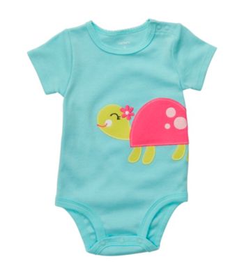 Carter's® Baby Girls' Turquoise Turtle Applique Bodysuit