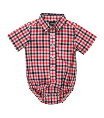 OshKosh B'Gosh® Baby Boys' Red/Navy Plaid Woven Bodysuit