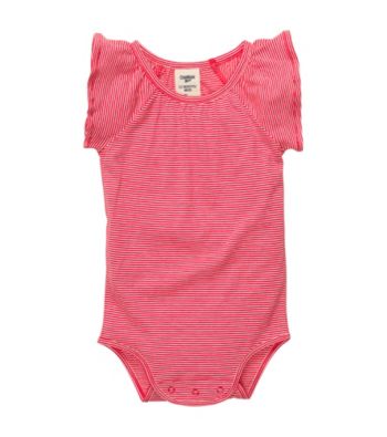 OshKosh B'Gosh® Baby Girls' Red/White Striped Flutter Sleeve Bodysuit