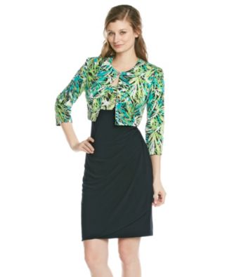 MSK® Printed Side-Drape Dress with Jacket