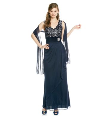 Cachet® Viennese Lace With Long Chiffon Skirt