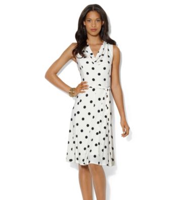 Lauren Ralph Lauren Cowlneck Full Skirt Dress