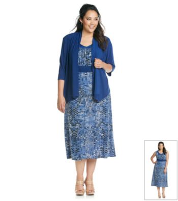 R & M Richards® Plus Size Reptile Print Dress and Jacket