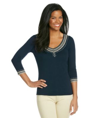 Lucky Brand® Contrast Embroidered Tee