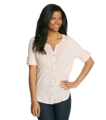DKNY JEANS® Mixed Media Buttondown Blouse