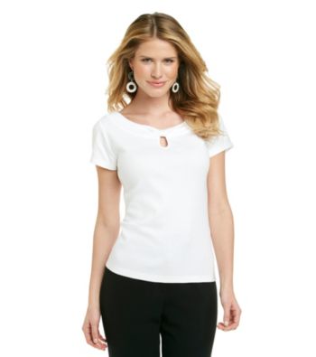 Rafaella® Bow and Keyhole Knit Top