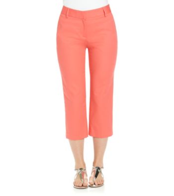 Rafaella® Fire Coral Slim Double Weave Capri