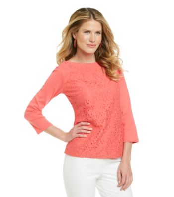 Rafaella® Lace Front Knit Top