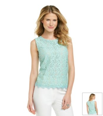 Rafaella® Lace Tank With Keyhole Back