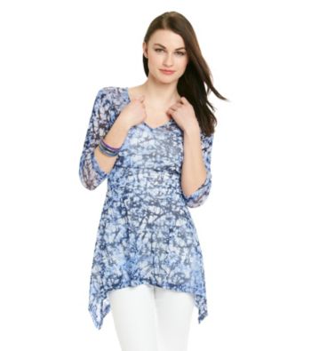 Karen Kane® Handkerchief Hem V-Neck Top