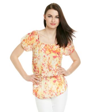 Calvin Klein Printed Peasant Top