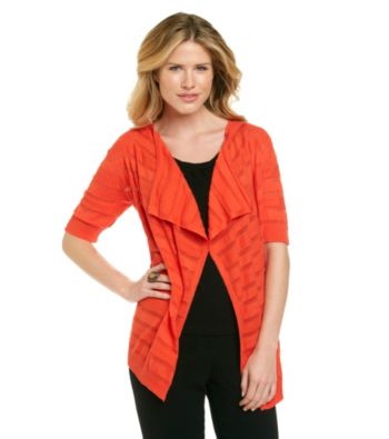 Evan-Picone® Open-Stitch Cascade Front Cardigan