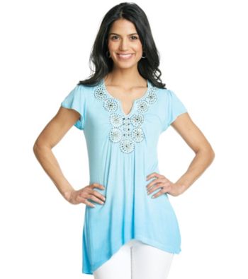 Oneworld® Petites' Fluttersleeve Studded Tee