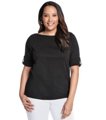Jones New York Sport® Plus Size Boatneck Roll Sleeves Knit Top