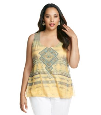 Oneworld® Plus Size Mixed Media Layered Tank