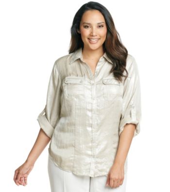 Calvin Klein Plus Size Metallic Woven Shirt