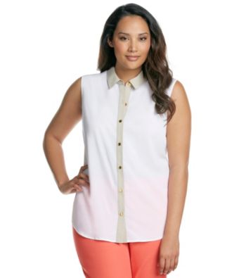 Calvin Klein Plus Size Button Up Woven Blouse