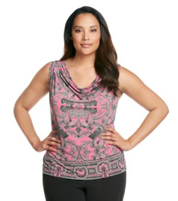 Calvin Klein Plus Size Paisley Printed Cowl Neck Cami