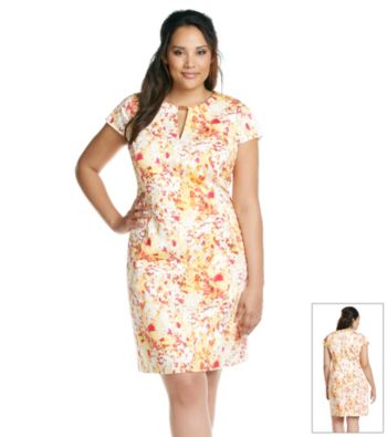 Calvin Klein Plus Size Abstract Print Keyhole Dress