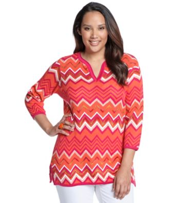 Jones New York Signature® Plus Size Zig-Zag Stitch Pullover Sweater