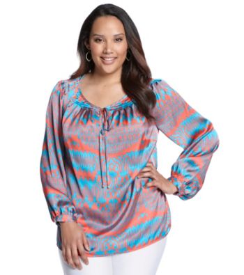 Jones New York Signature® Plus Size Pleated Raglan Blouse