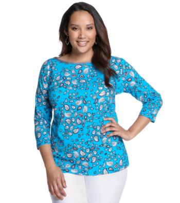 Jones New York Signature® Plus Size Printed Denim Trim Tee