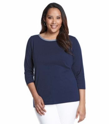 Jones New York Signature® Plus Size Boatneck Denim Trim Tee