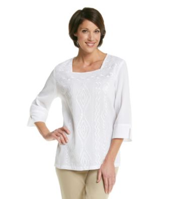 Alfred Dunner® Petites' Tribal Fusion Embroidered Tunic