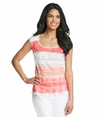 AGB® Petites' Lace Dip-Dye Top