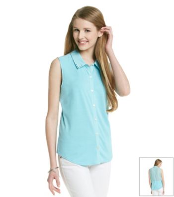 Sequin Hearts® Juniors' Knit To Woven Shirt