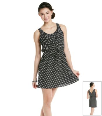 Belle du Jour Juniors' Polka Dot Ruffle Detail Dress