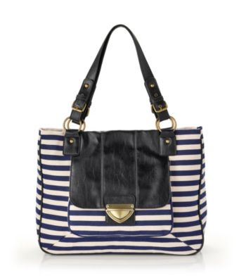 GAL Horizontal Stripe Tote - Navy/Black