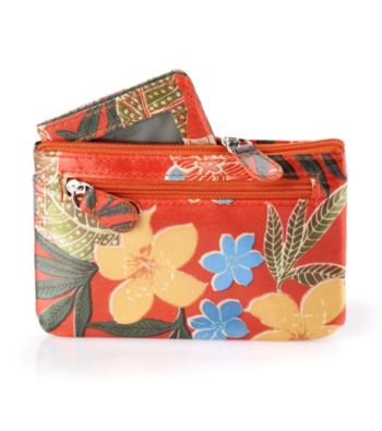 Relativity® Key, Card, and Coin Wallet - Orange Tropical Floral