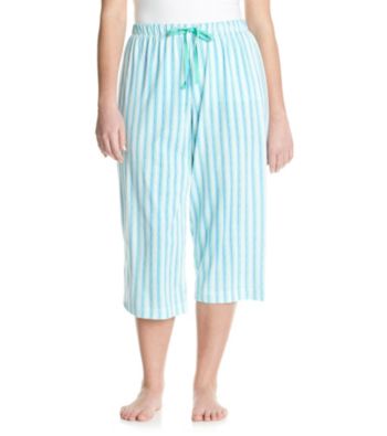 KN Karen Neuburger Plus Size Knit Capris - Ocean Aqua Stripe