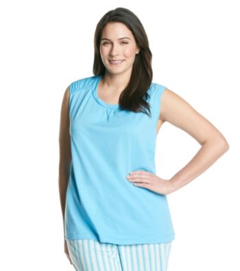 KN Karen Neuburger Plus Size Knit Sleeveless Top - Le Mer Blue