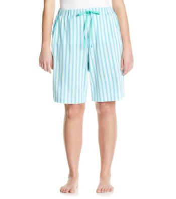 KN Karen Neuburger Plus Size Knit Bermuda - Ocean Aqua Stripe