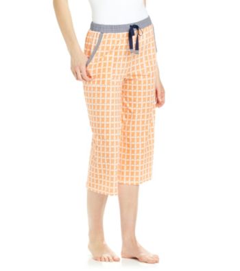 Cuddl Duds® Sherbet Orange Sleep Knit Capris - Nautical Knots