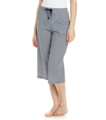 Cuddl Duds® Sleep Knit Capris - Navy Stripe