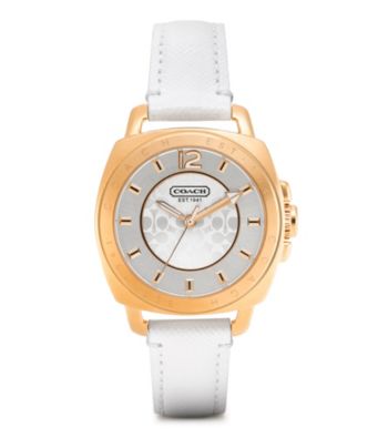 COACH WHITE BOYFRIEND SMALL STRAP WATCH